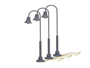 HO Lighted Gooseneck Lamps 3pk
