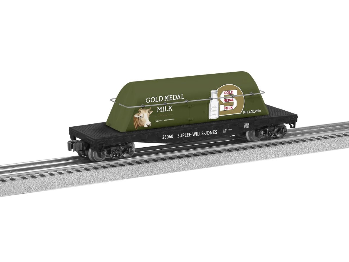 O RTR Gold Medal Milk Flatcar w/Milk Container