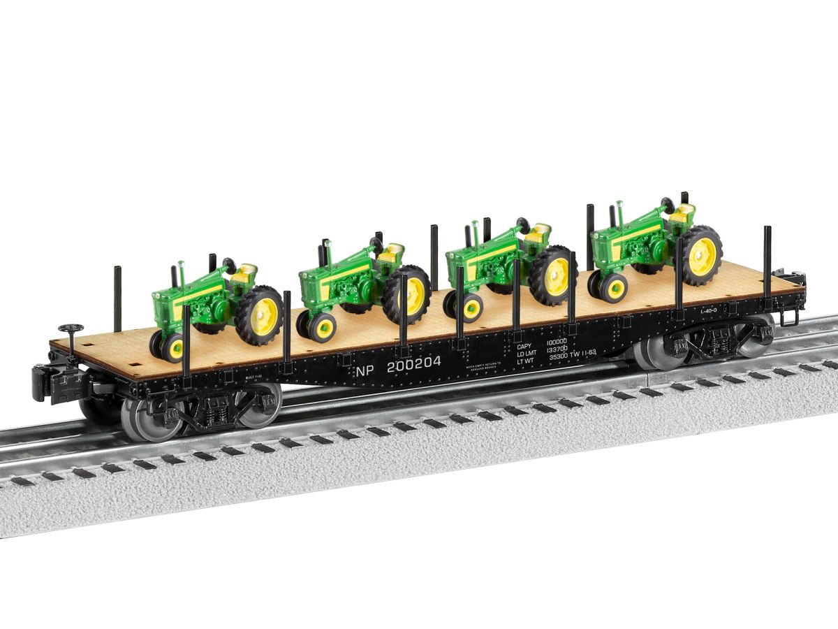 O NP 40' Flatcar w/ John Deere tractor load
