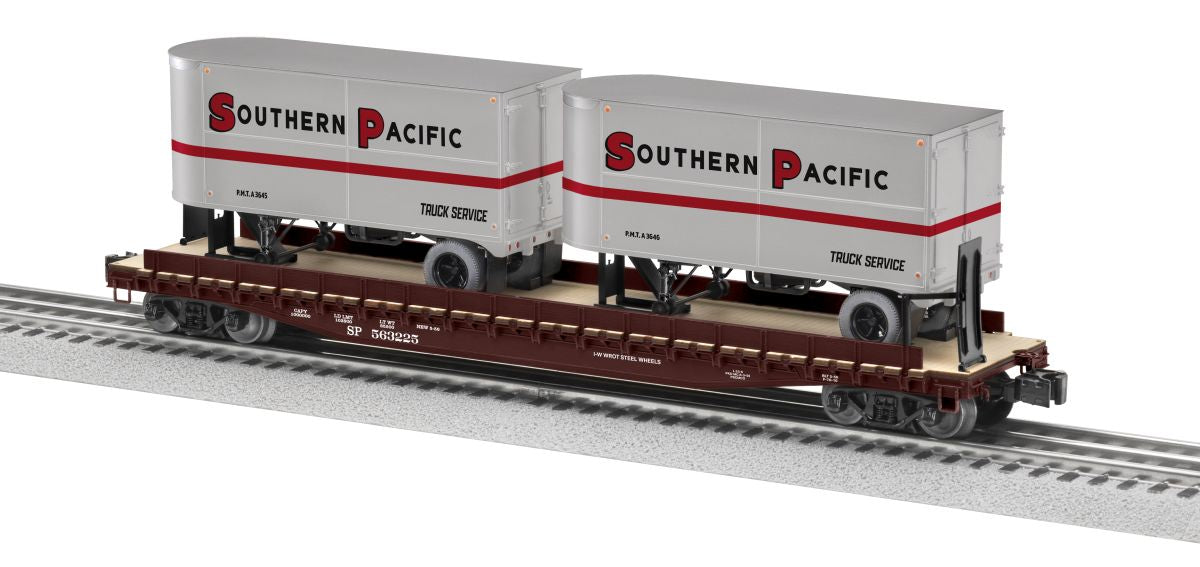 O SP 50' TOFC Flatcar w/2 20' Trailers