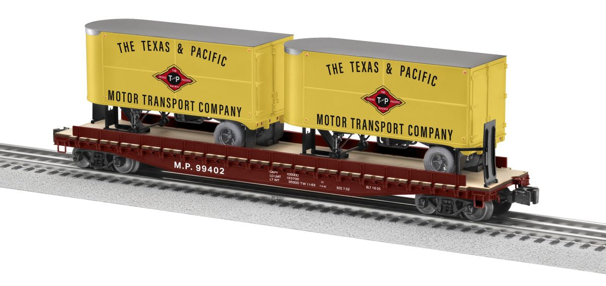 O Texas & Pacific 50' TOFC Flatcar w/2 20' Trailers