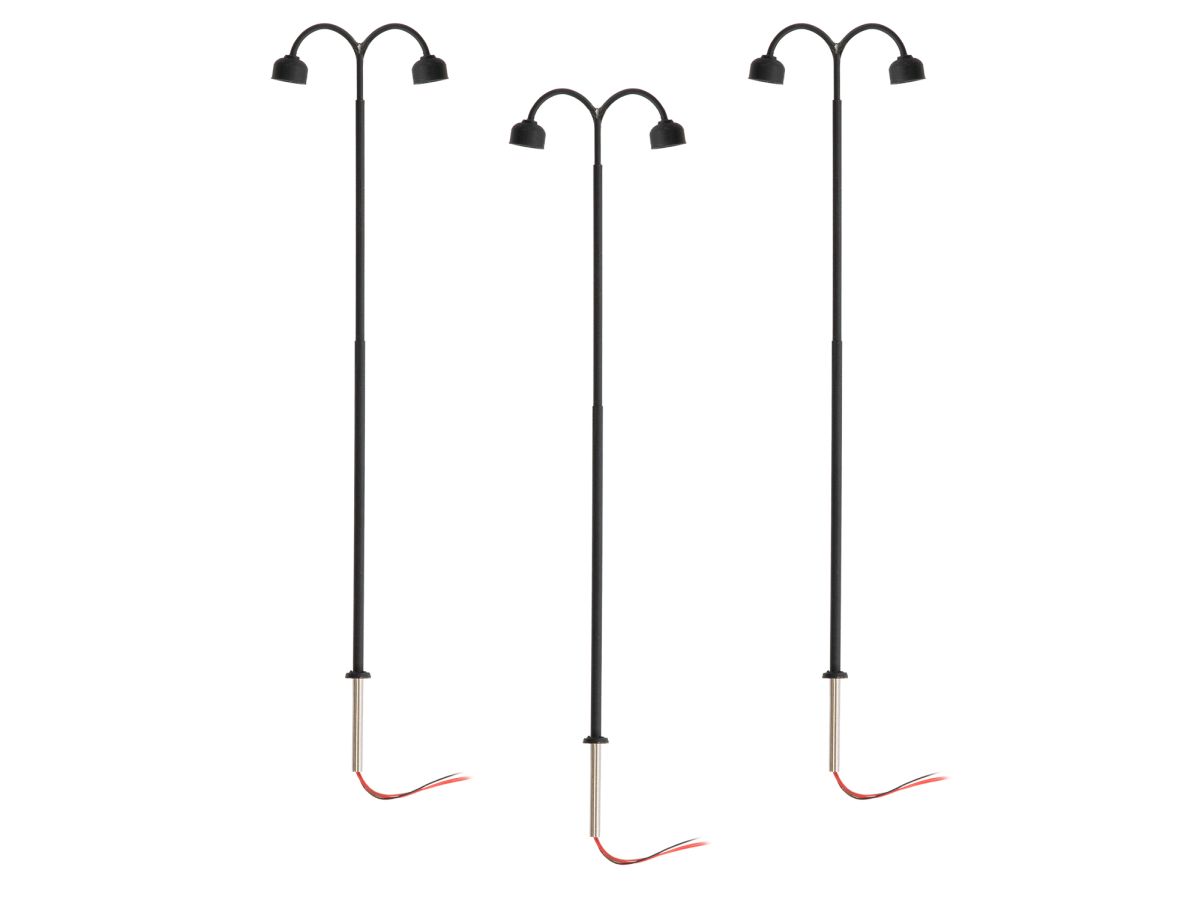 HO RTR Double Arm Lamp - Black 3-Pack