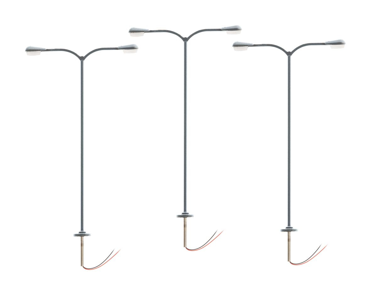 HO RTR Double Arm Parking Lights - Gray 3-Pack