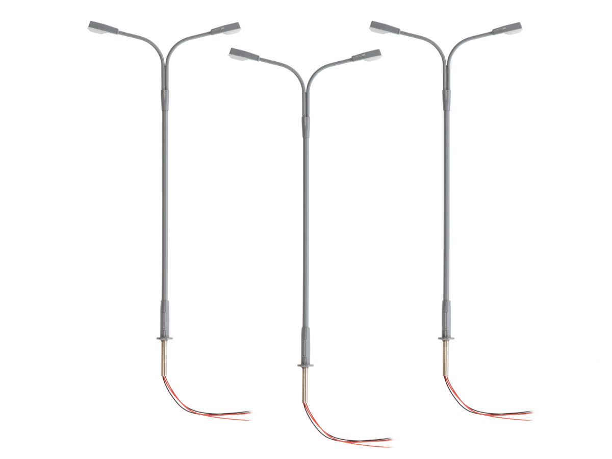 HO RTR Double Highway Lamp - Gray 3-Pack