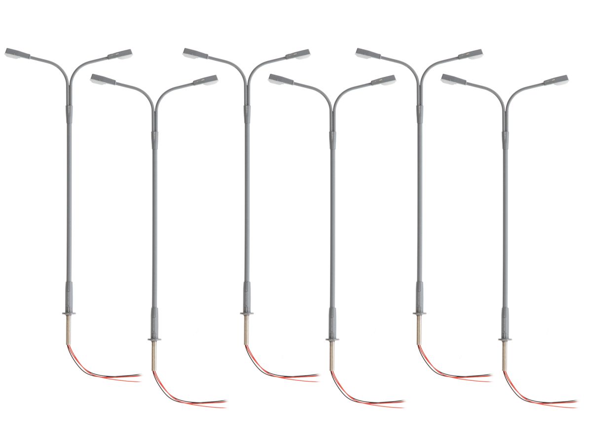 HO RTR Double Highway Lamp - Gray 6-Pack (not shown)