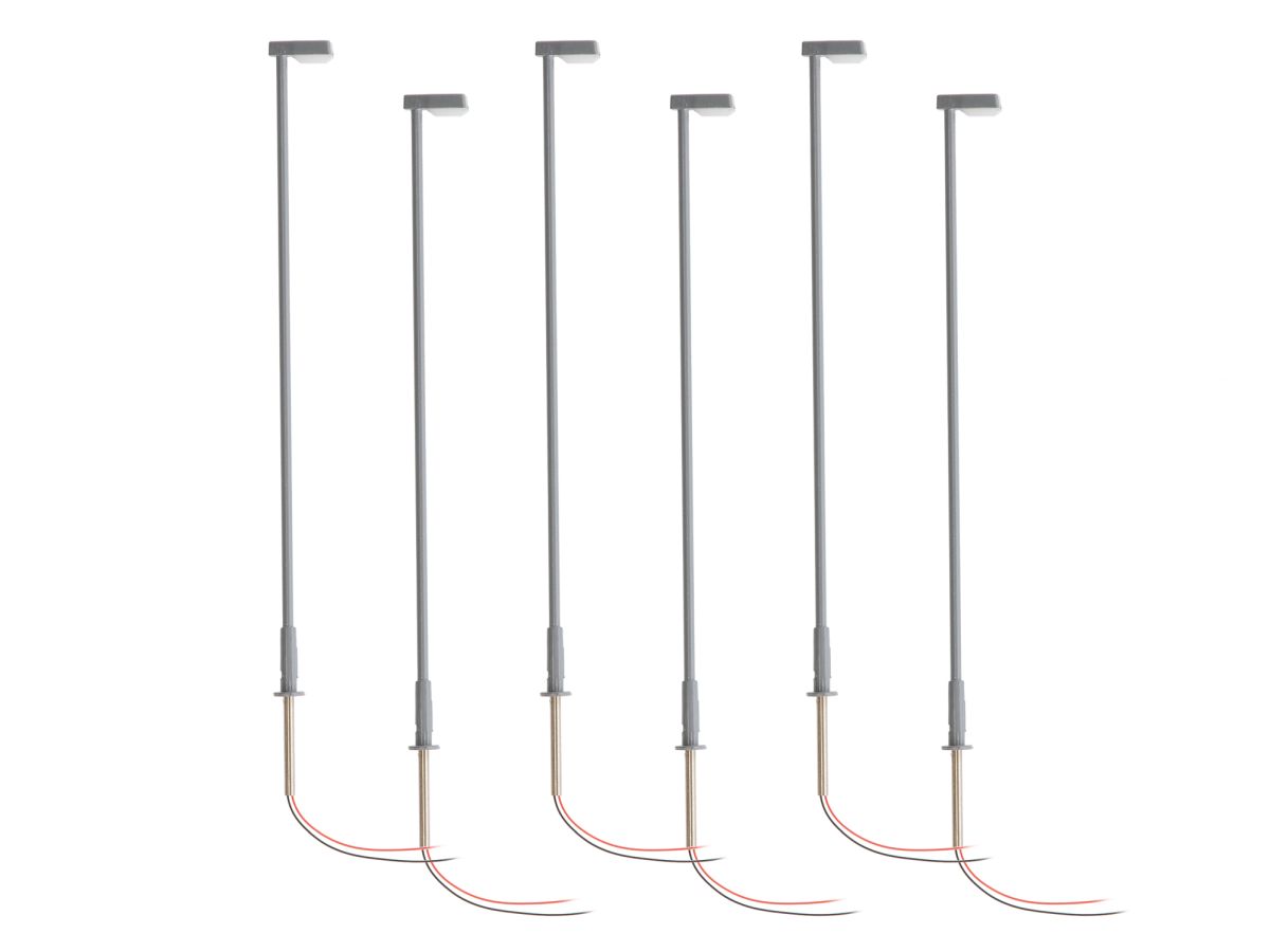 HO RTR Short Arm Single Highway Lamp - Gray 6-Pack (not show