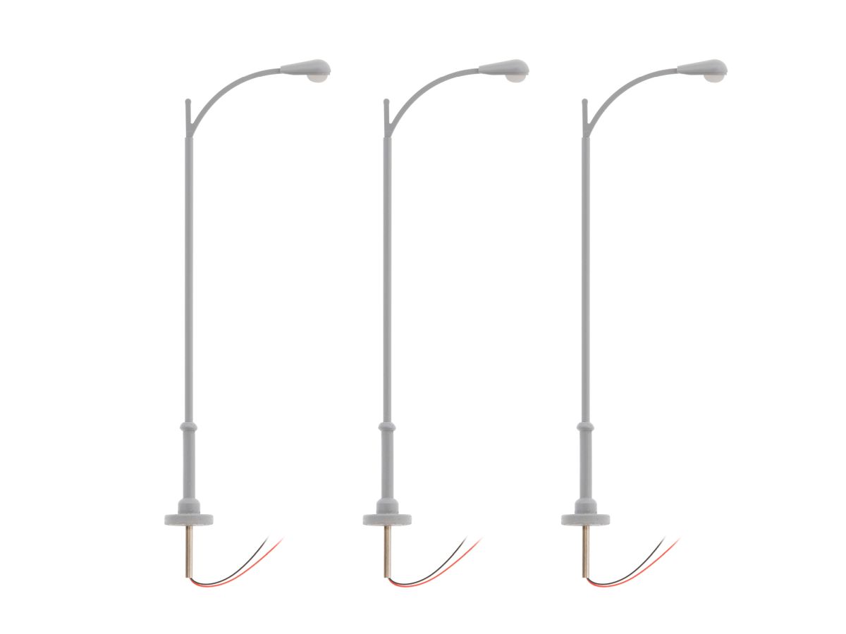 HO RTR Single Lamp Extended Pole - Gray 3-Pack