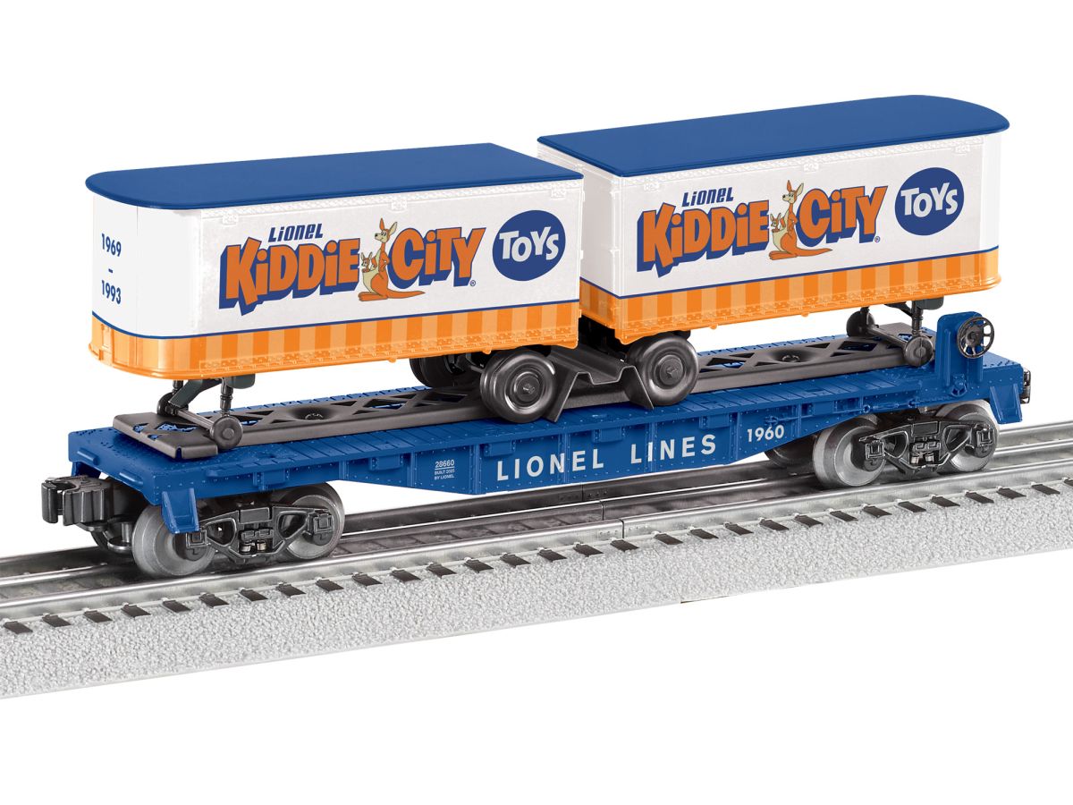 O RTR Lionel Kiddie City Flatcar with Piggyback Trailers
