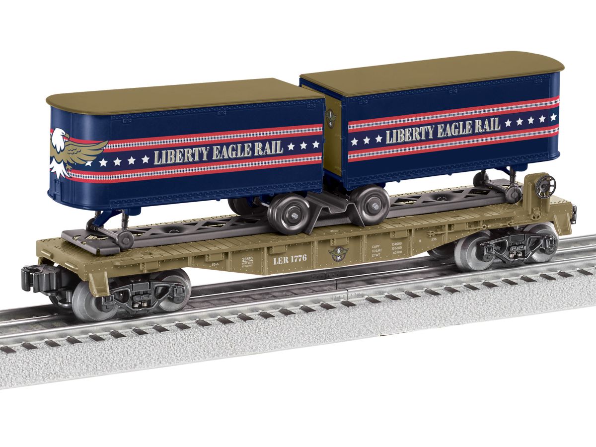 O RTR Liberty Eagle Rail Flatcar with Piggyback Trailers