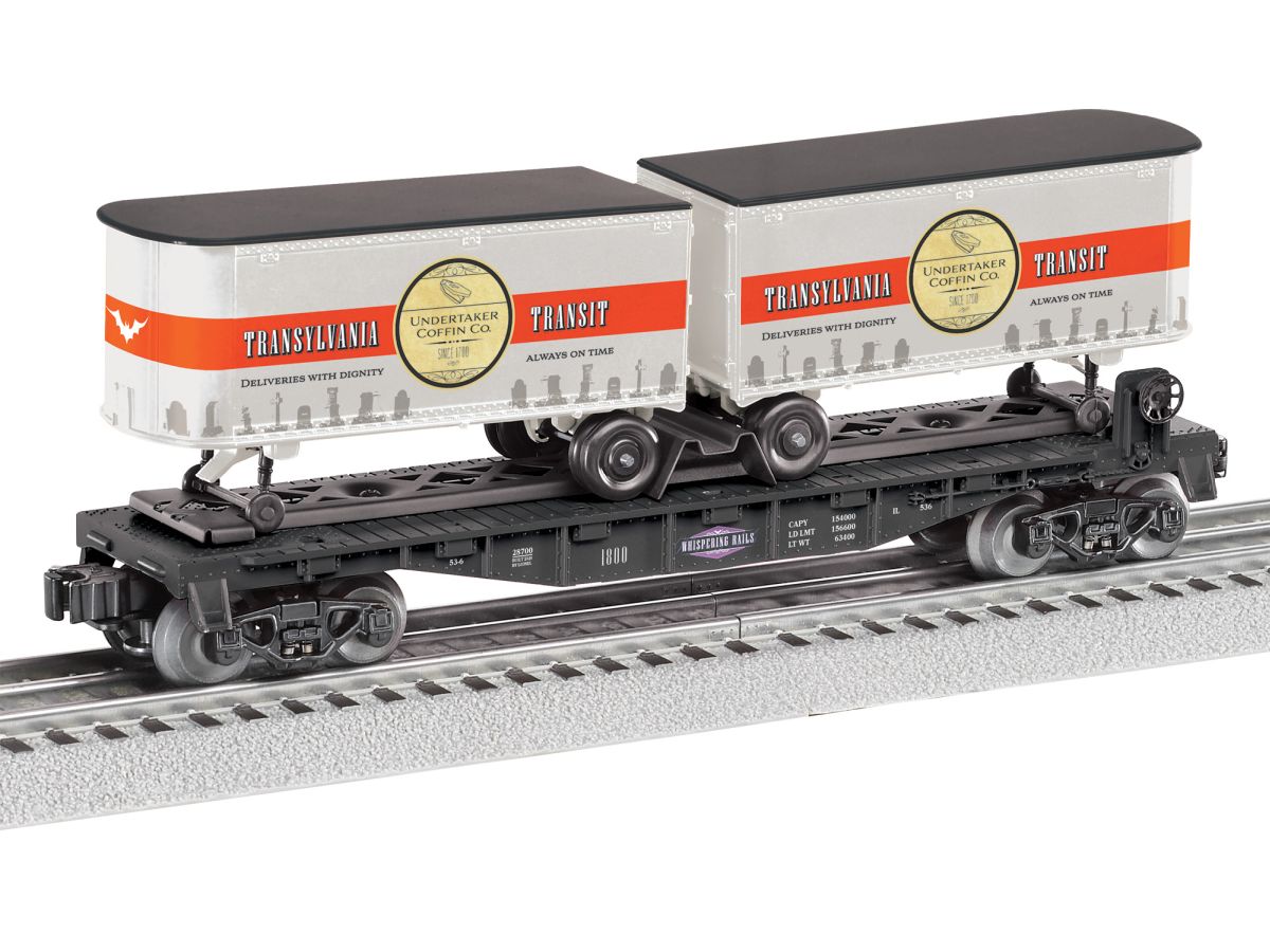 O RTR Whispering Rails Flatcar with Piggyback Trailers