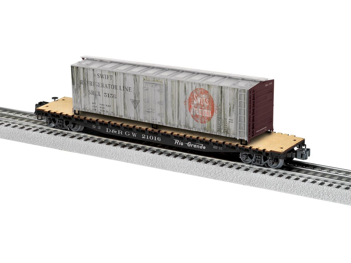 O Rio Grande PS-4 Flatcar w/Woodside Reefer Load #21016