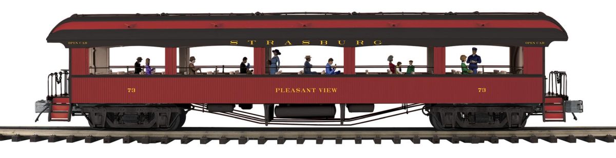 O Strasburg 64' Open Air Woodsided Coach Car #73 Pleasant Sp