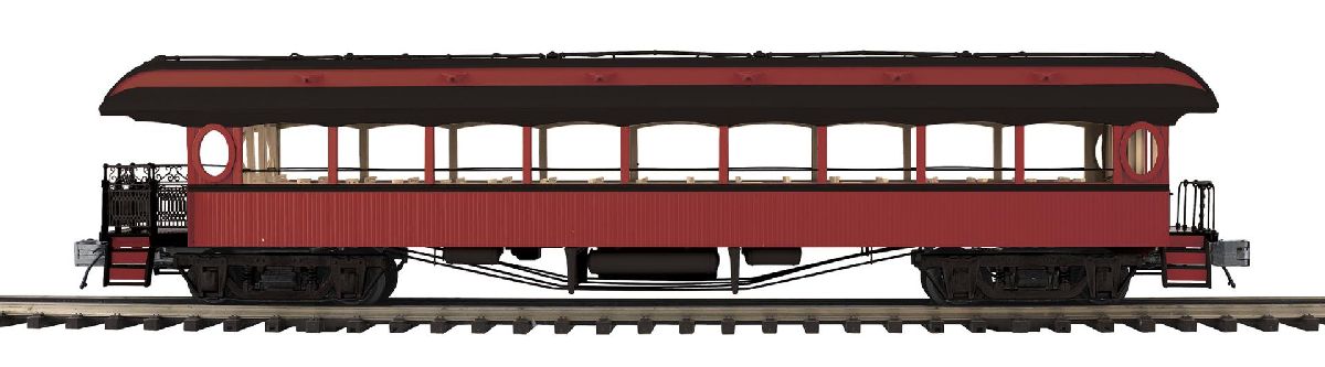 O Unlettered 64' Open Air Woodsided Observation Car (Red)