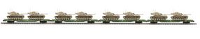 O 4-Car 60' Flat Car Set W/(2) M60 Tanks Desert Scheme