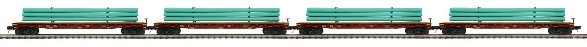 O 60' Flatcar w/Pipe Load 4pk NS