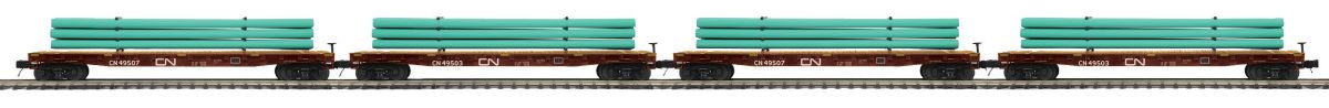 O 60' Flatcar w/Pipe Load 4pk CP