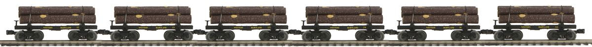 O Sleleton Cars w/Log Load 6pk WM