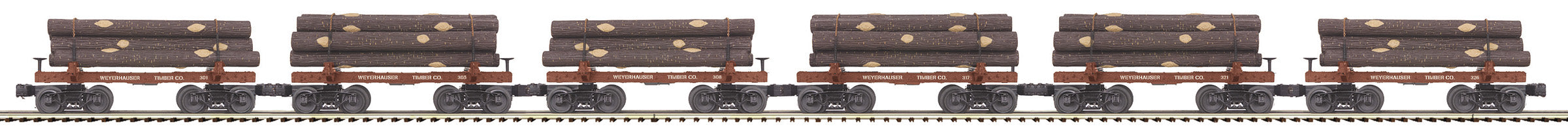 O Sleleton Cars w/Log Load 6pk Weyerhaeuser