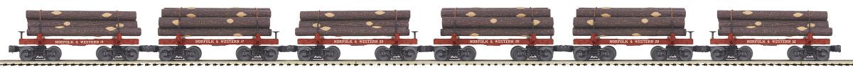 O Sleleton Cars w/Log Load 6pk N&W