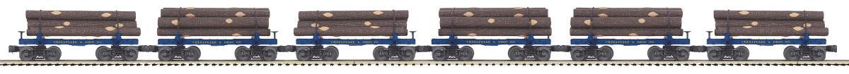 O Sleleton Cars w/Log Load 6pk C&O