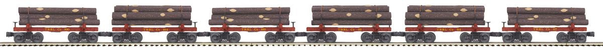 O Sleleton Cars w/Log Load 6pk Red River Logging
