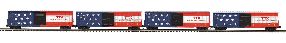 O 4-Car TTX 50 Waffle Box Car Set