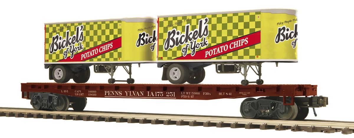 O Flatcar w//Pup Trailers PRR