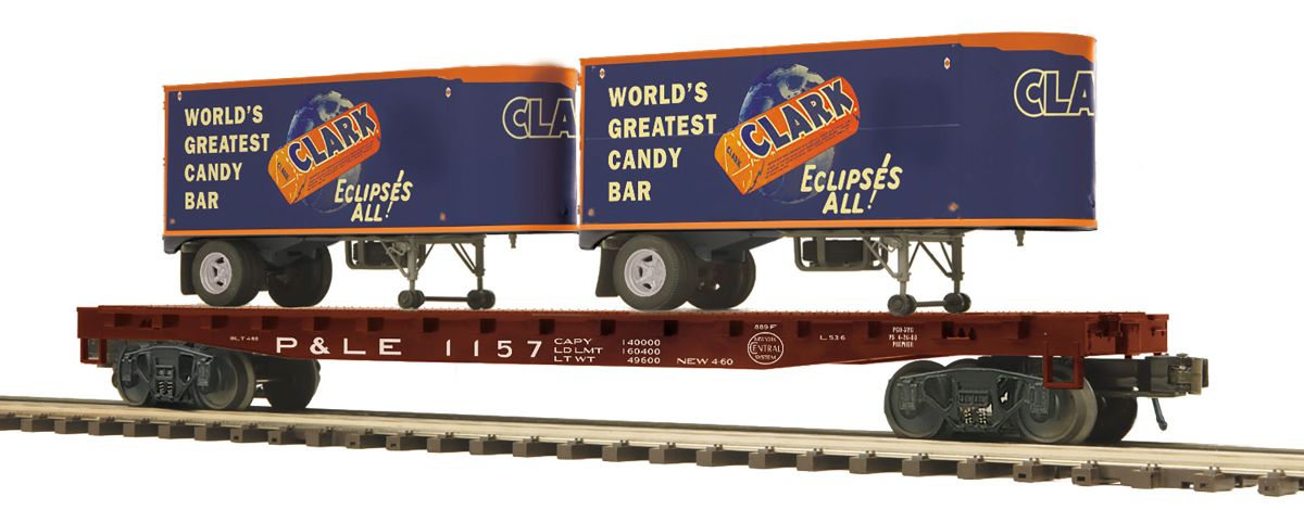 O Flatcar w/Pup Trailers P&LE