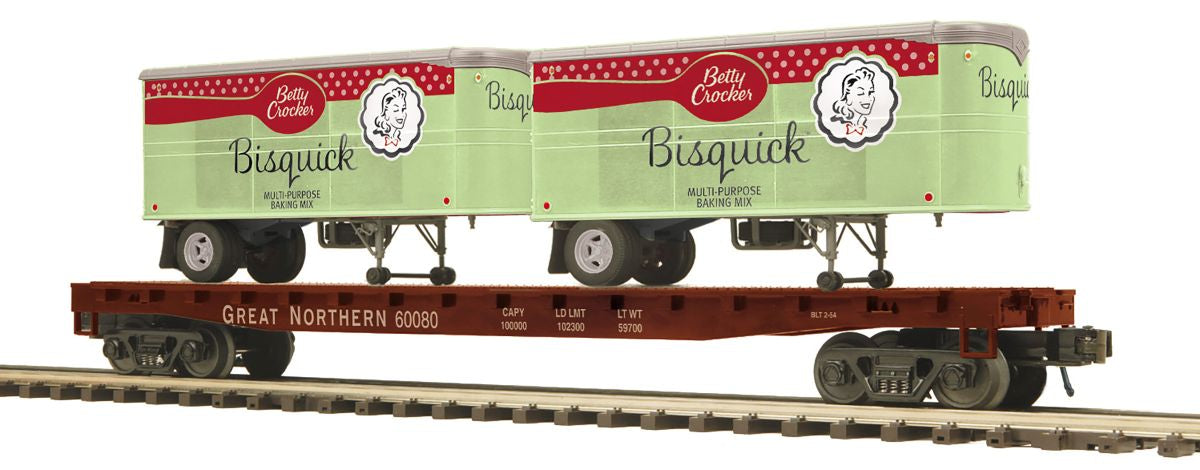 O Flatcar w/Pup Trailers GN
