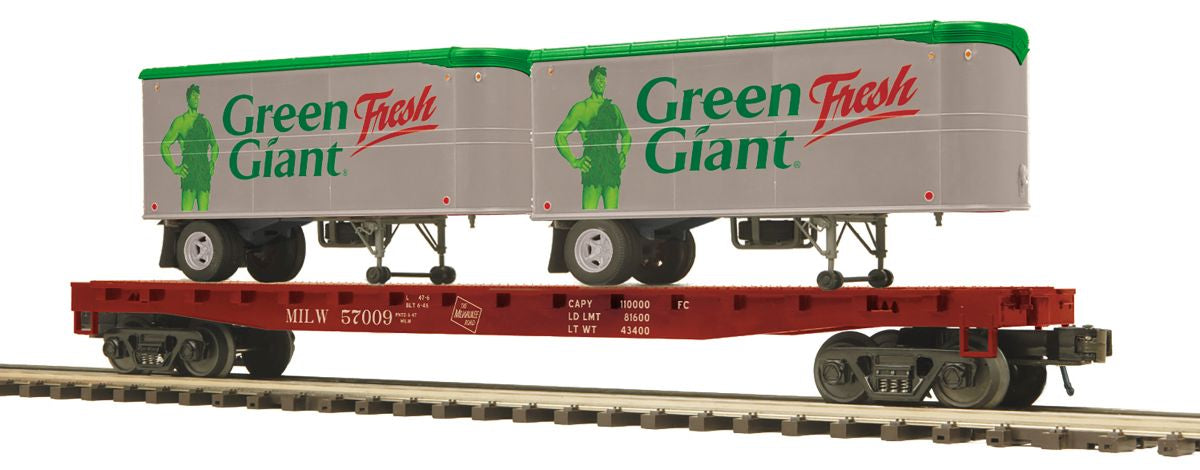 O Flatcar w/Pup Trailers Milw.Rd.