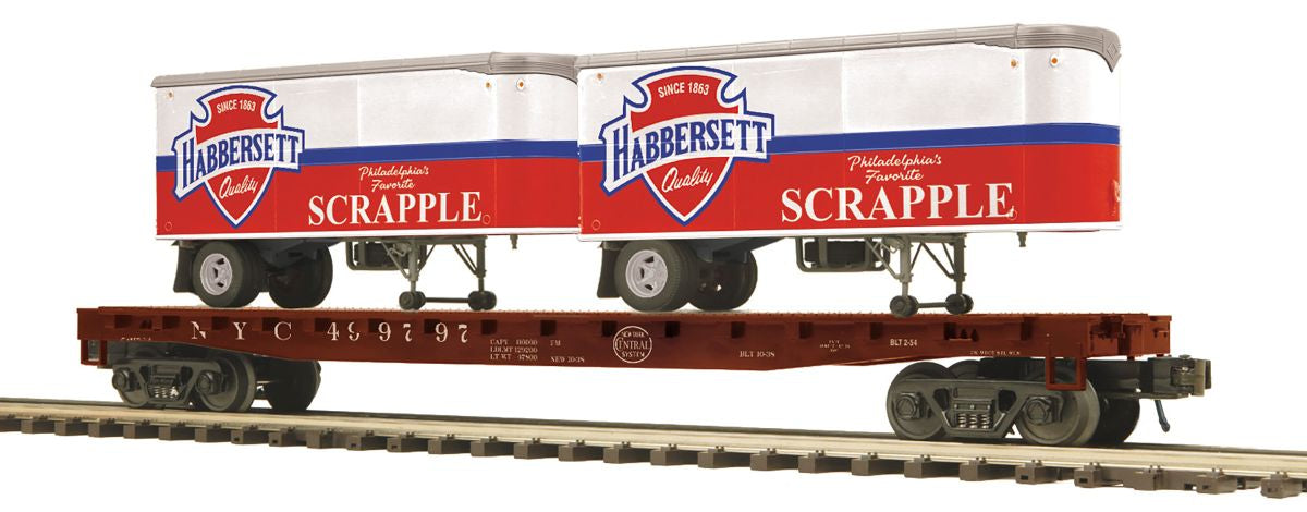 O Flatcar w/Pup Trailers NYC