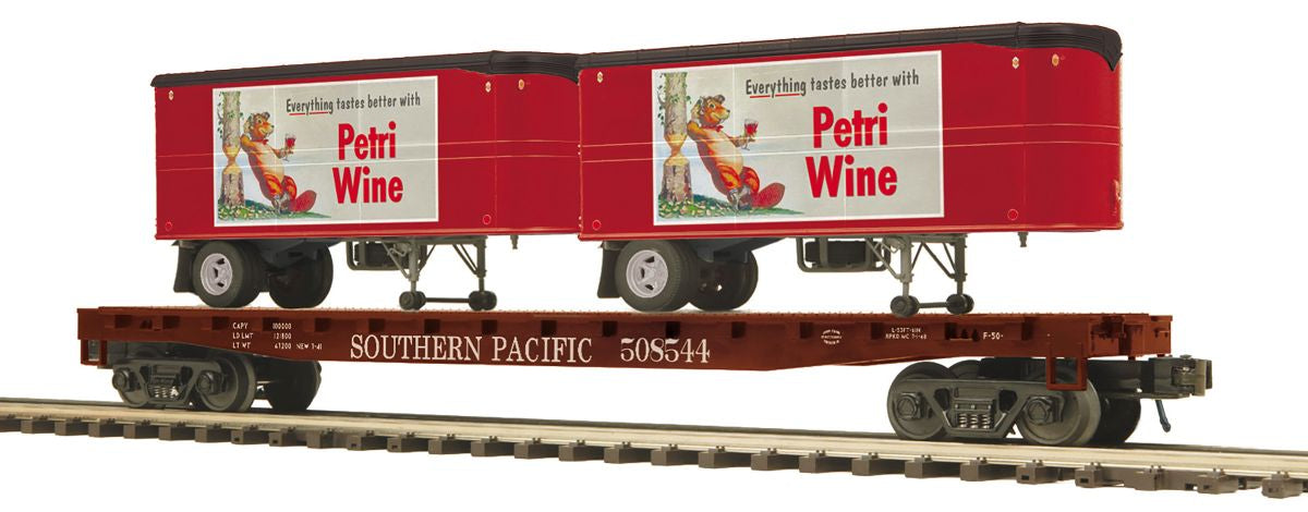 O Flatcar w/Pup Trailers SP
