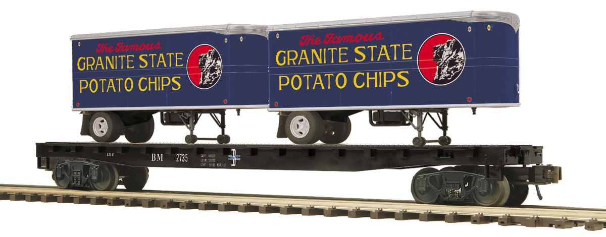 TARIFF O Flatcar w/Pup Trailers B&M