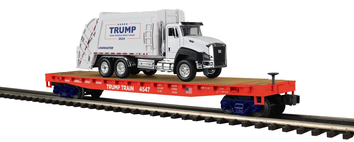 O Trump Flatcar w/Garbage Truck