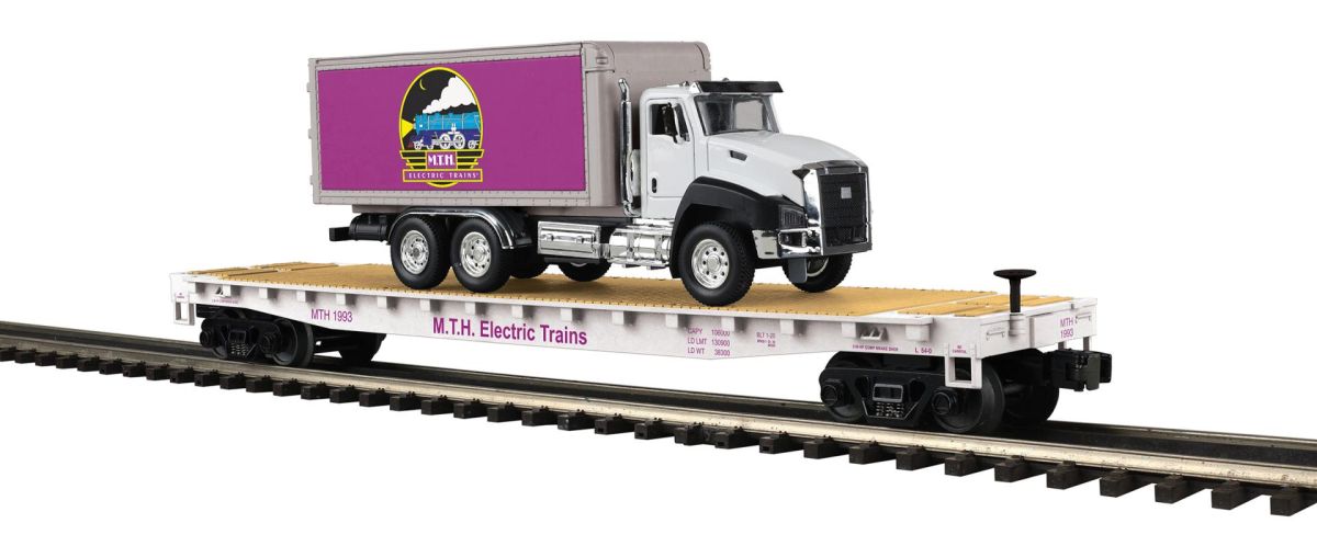 O PR Flat Car w/Premier Logo Box Truck