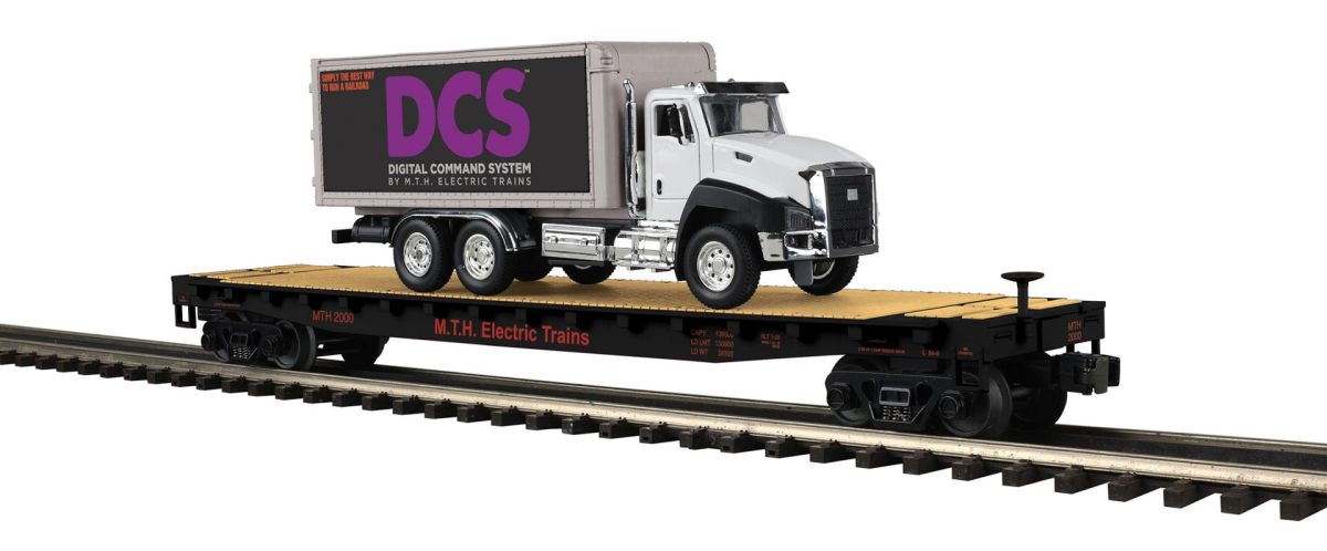 O PR Flat Car w/DCS Logo Box Truck