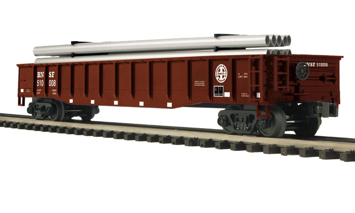 O BNSF Gondola w/Pipe Load