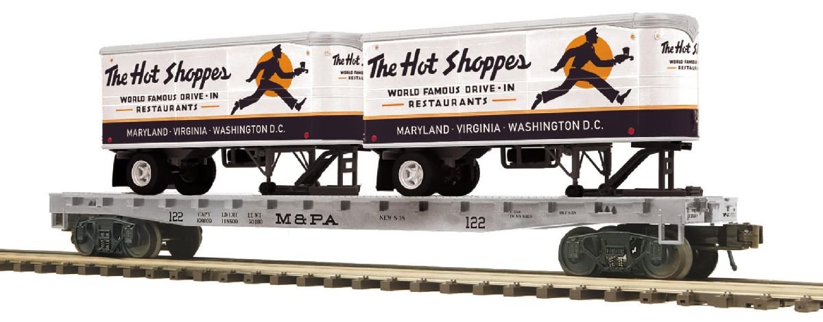 O MA & PA Flat Car w/Pup Trailers