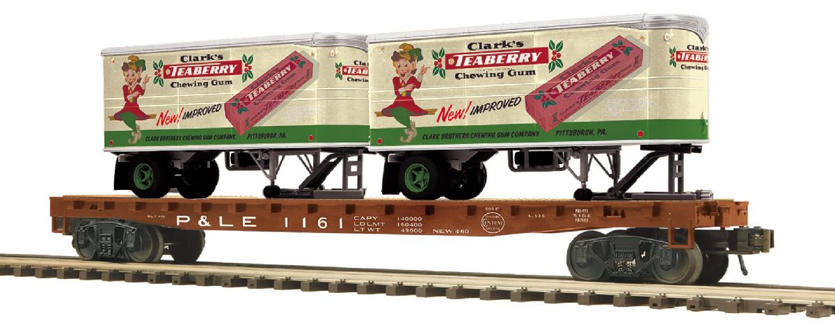 O P&LE Flat Car w/Pup Trailers