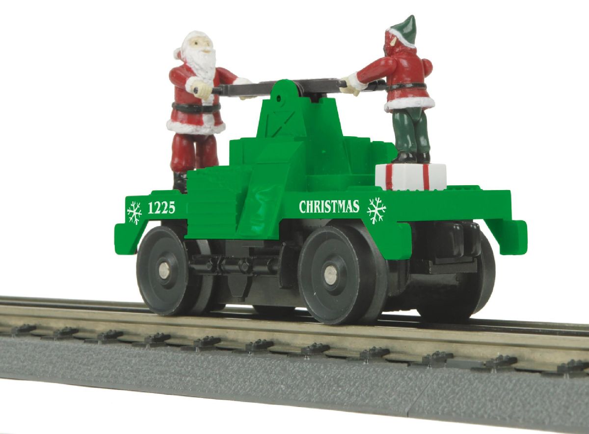 TARIFF O Operating Handcar w/Santa & Elf/green