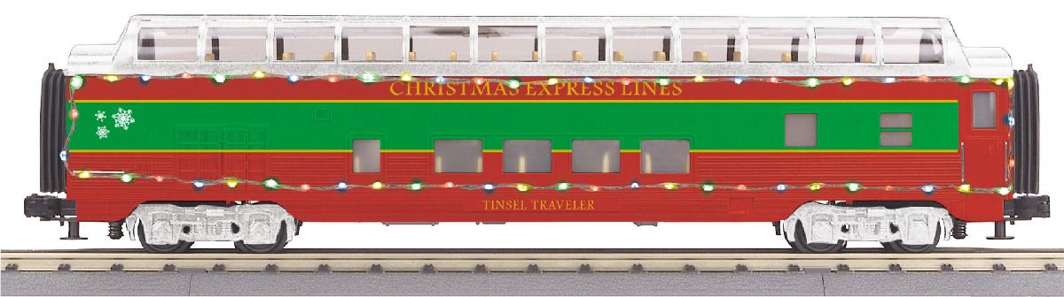 O Christmas 60 Streamlined Full Length Vista Dome Car w/LED