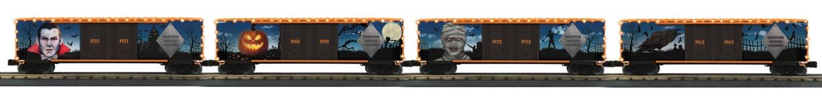 TARIFF O Halloween 50' Double Door Boxcar 4pk w/LED's
