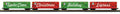O Christmas 4-Car 50 Double Door Box Car Set w/LED lights