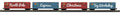 O North Pole 4-Car 50 Double Door Box Car Set w/LED lights