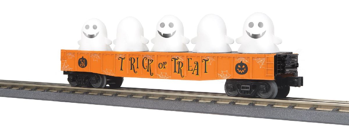O Halloween Gondola Car w/Flickering Ghosts  Orange