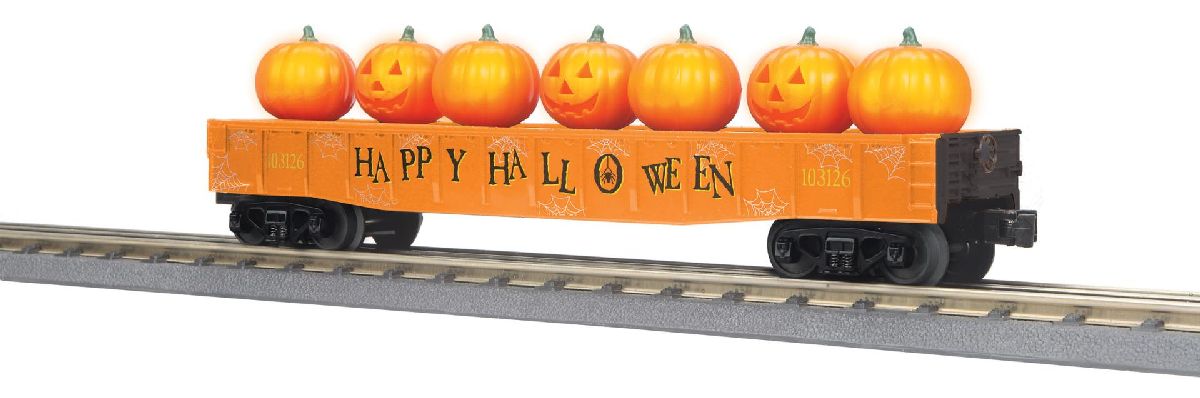O Halloween Gondola Car w/Flickering Lighted Jack-O-Lanterns