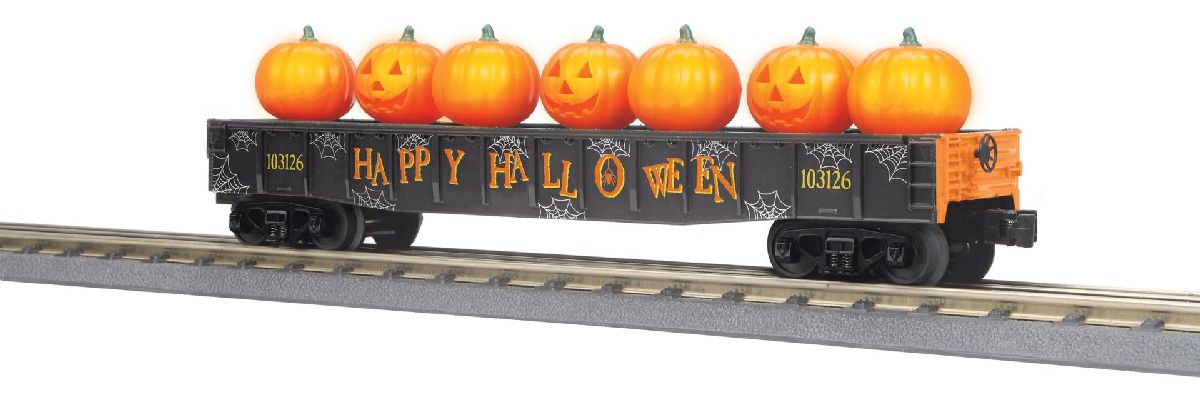 O Halloween Gondola Car w/Flickering Lighted Jack-O-Lanterns