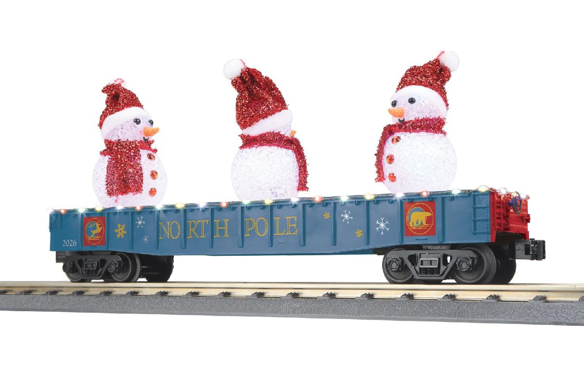 O North Pole Gondola Car w/LED Lights and Lighted Snowmen