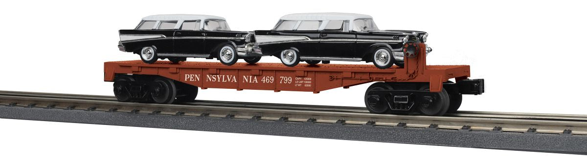 O PRR Flatcar w/(2) 57 Chevy Nomads