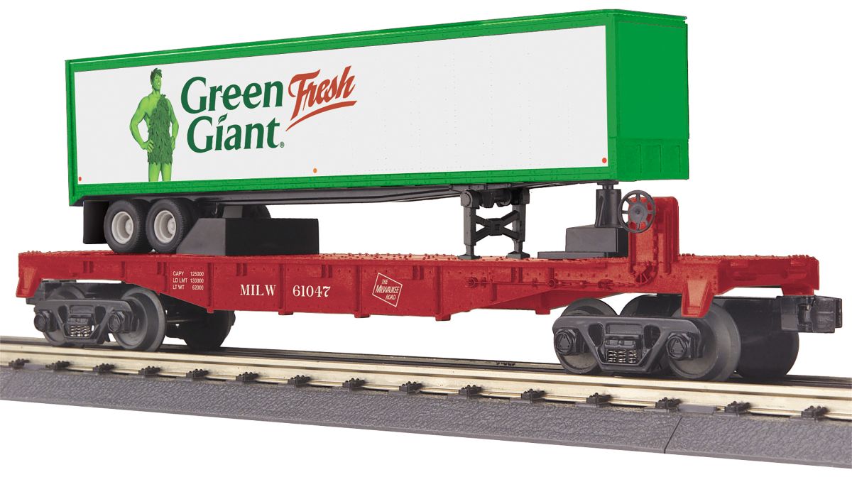 O Flatcar w/40' Trailer Milw.Rd.